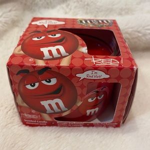 M&M's M&M Red Hot Apple Cinnamon Scented Red Glass Votive Candle 3 oz NWT